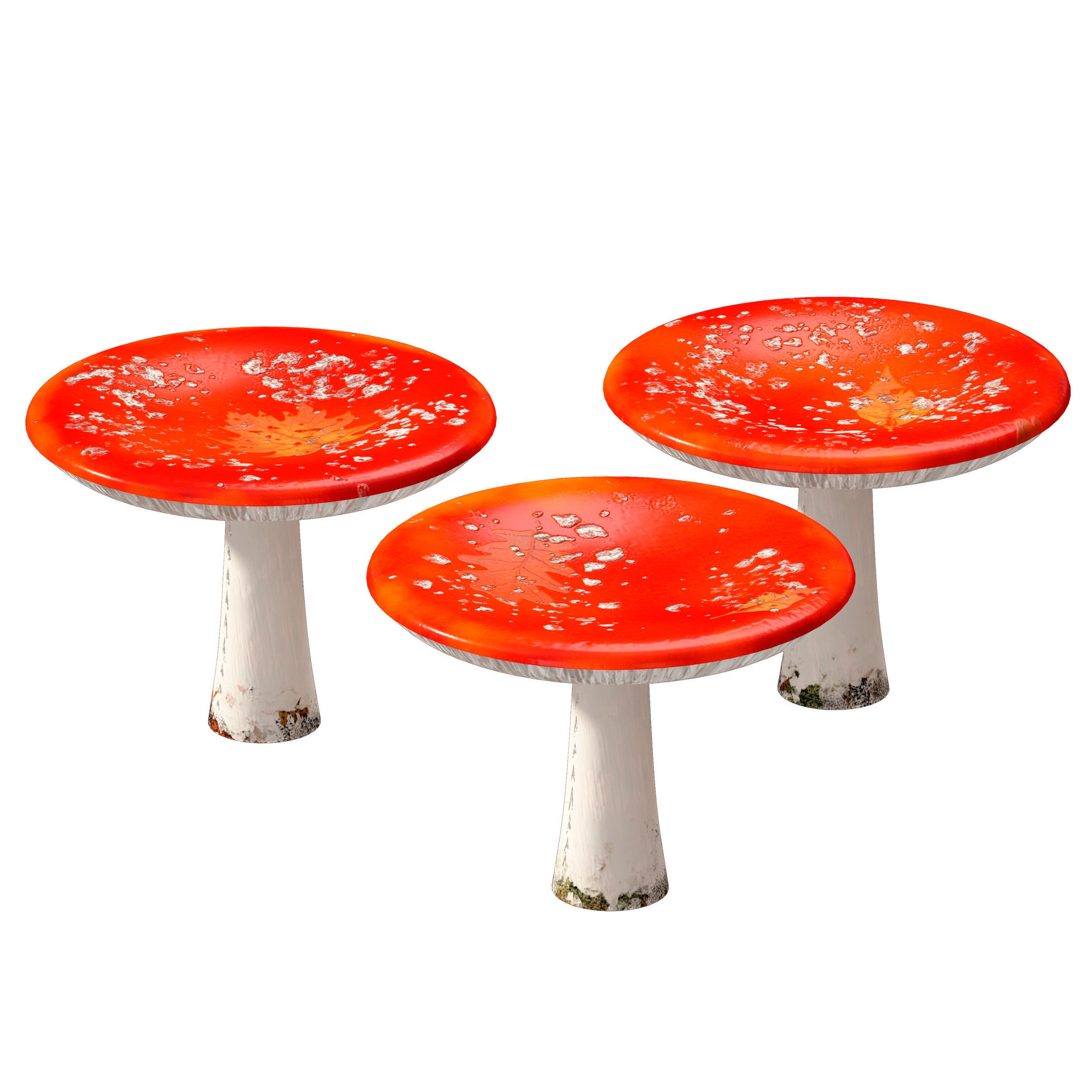 Mushrooms Set three orange 3D model_4