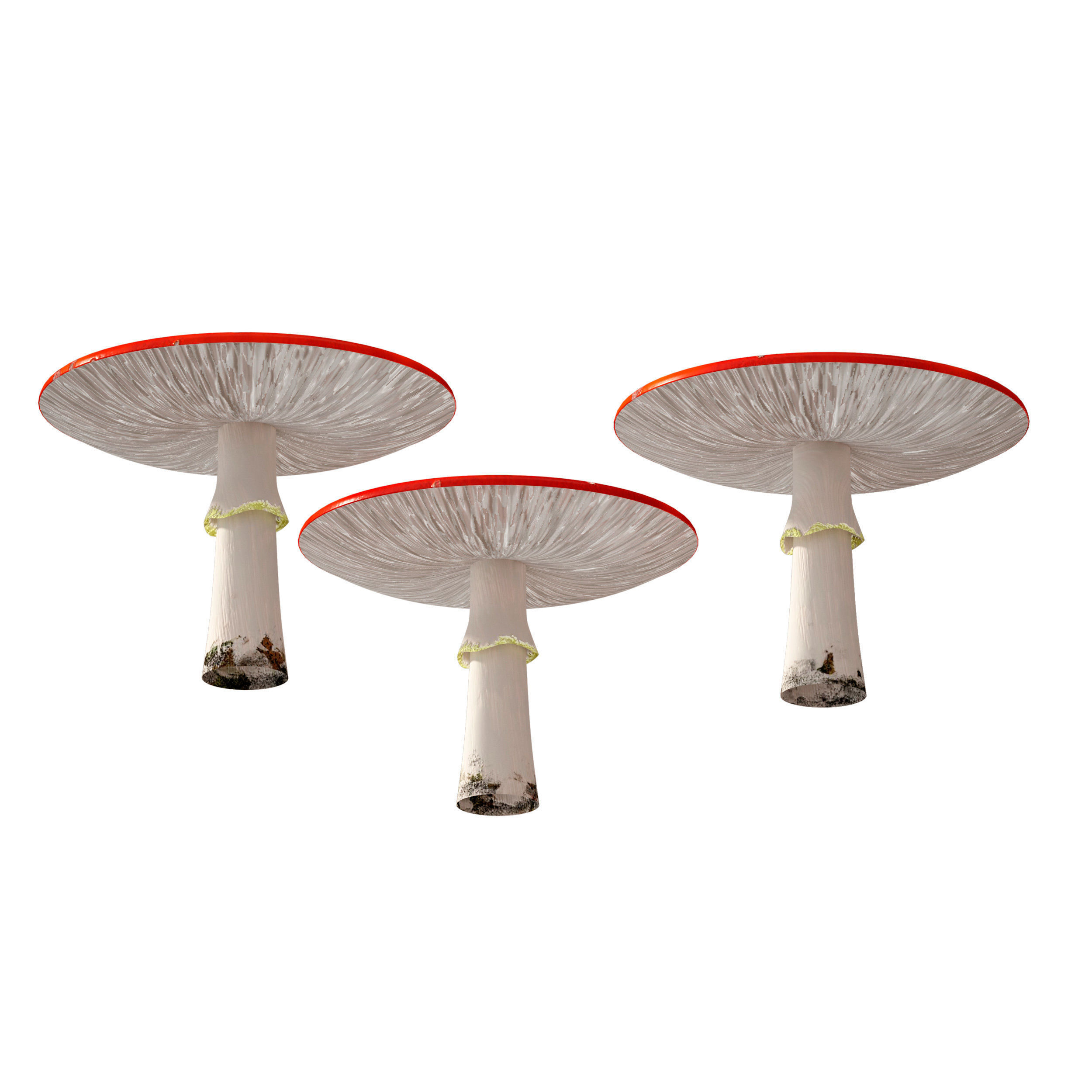 Mushrooms Set three orange 3D model_9