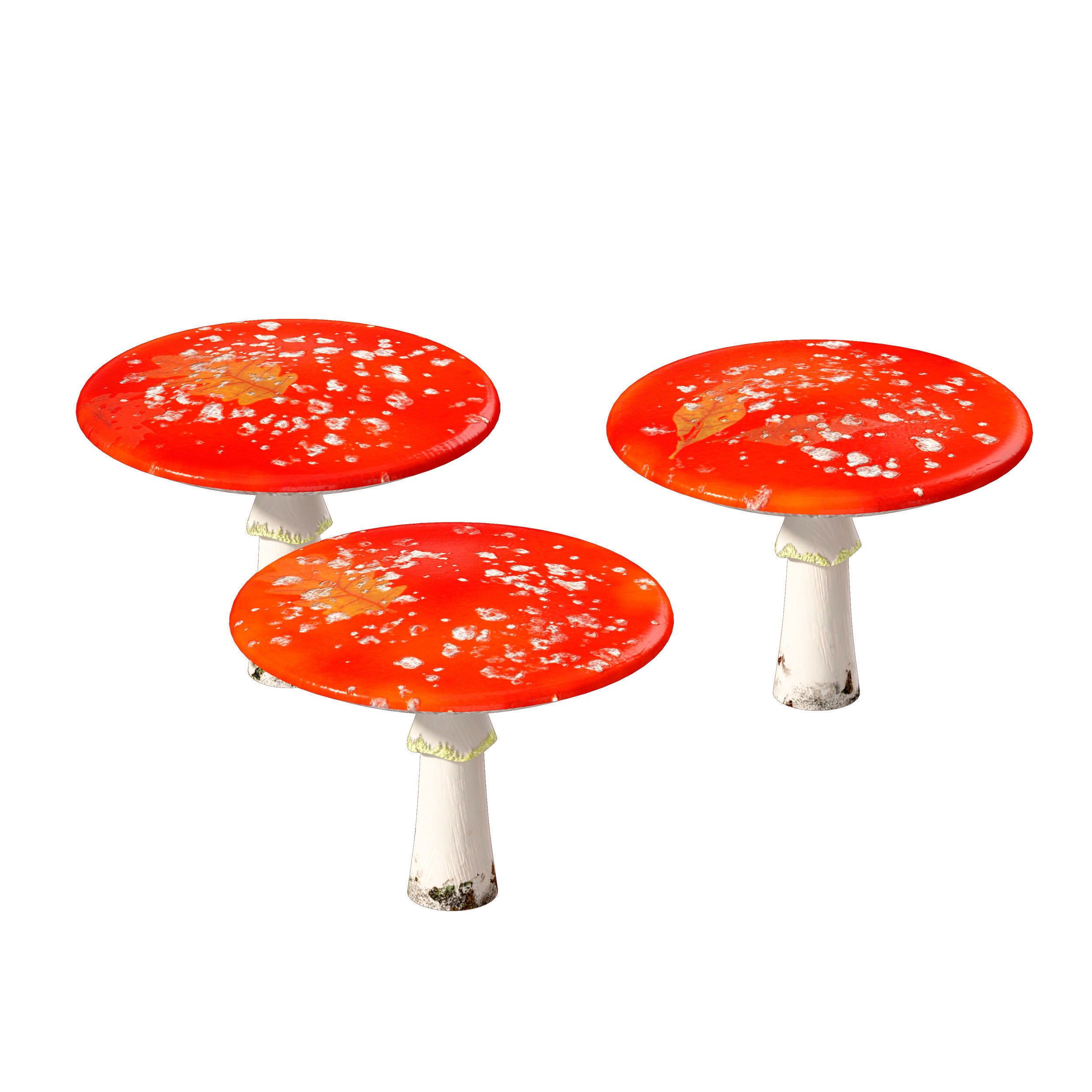 Mushrooms Set three orange 3D model_5