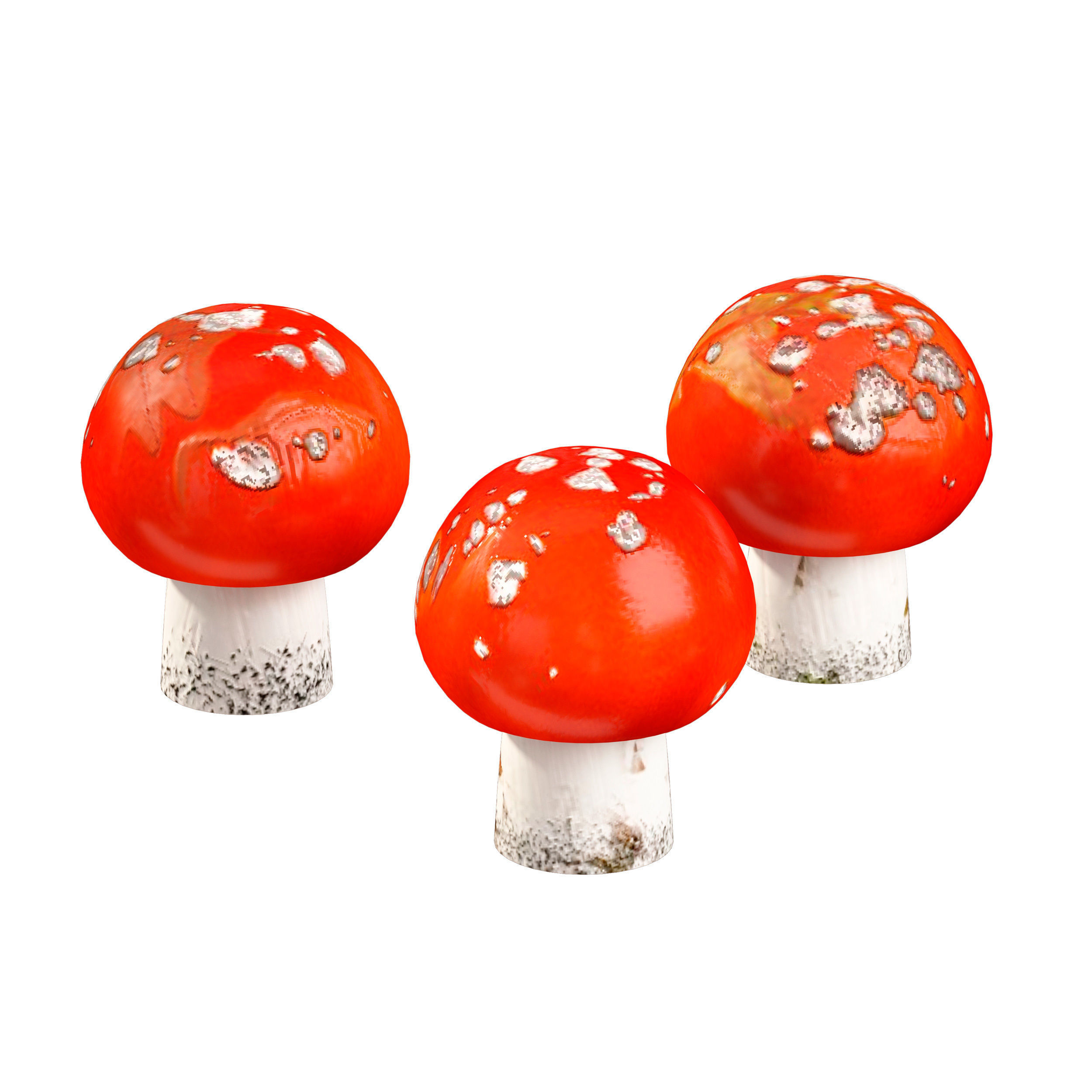 Mushrooms Set three orange 3D model_6