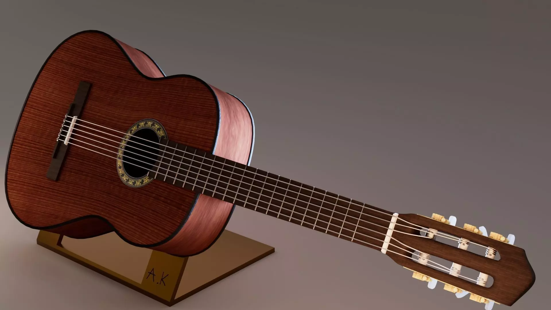 Clean classic guitar 3D model_0