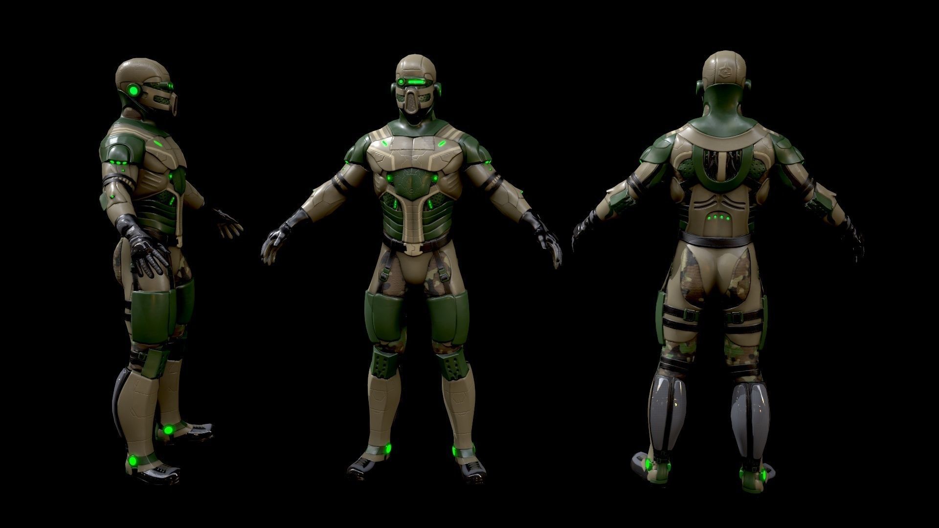 Sci-fi character 1 Low-poly 3D model_7