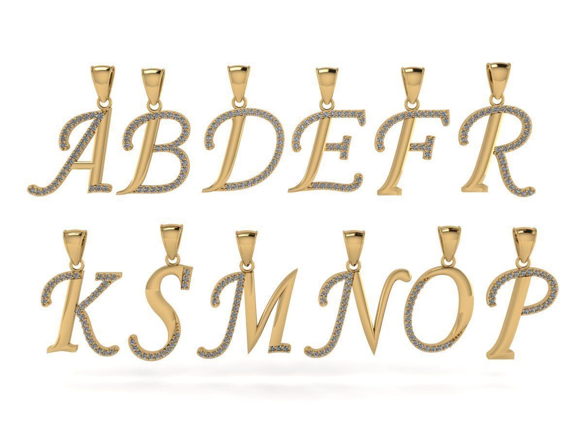 liontin huruf klasik 3D print model_1