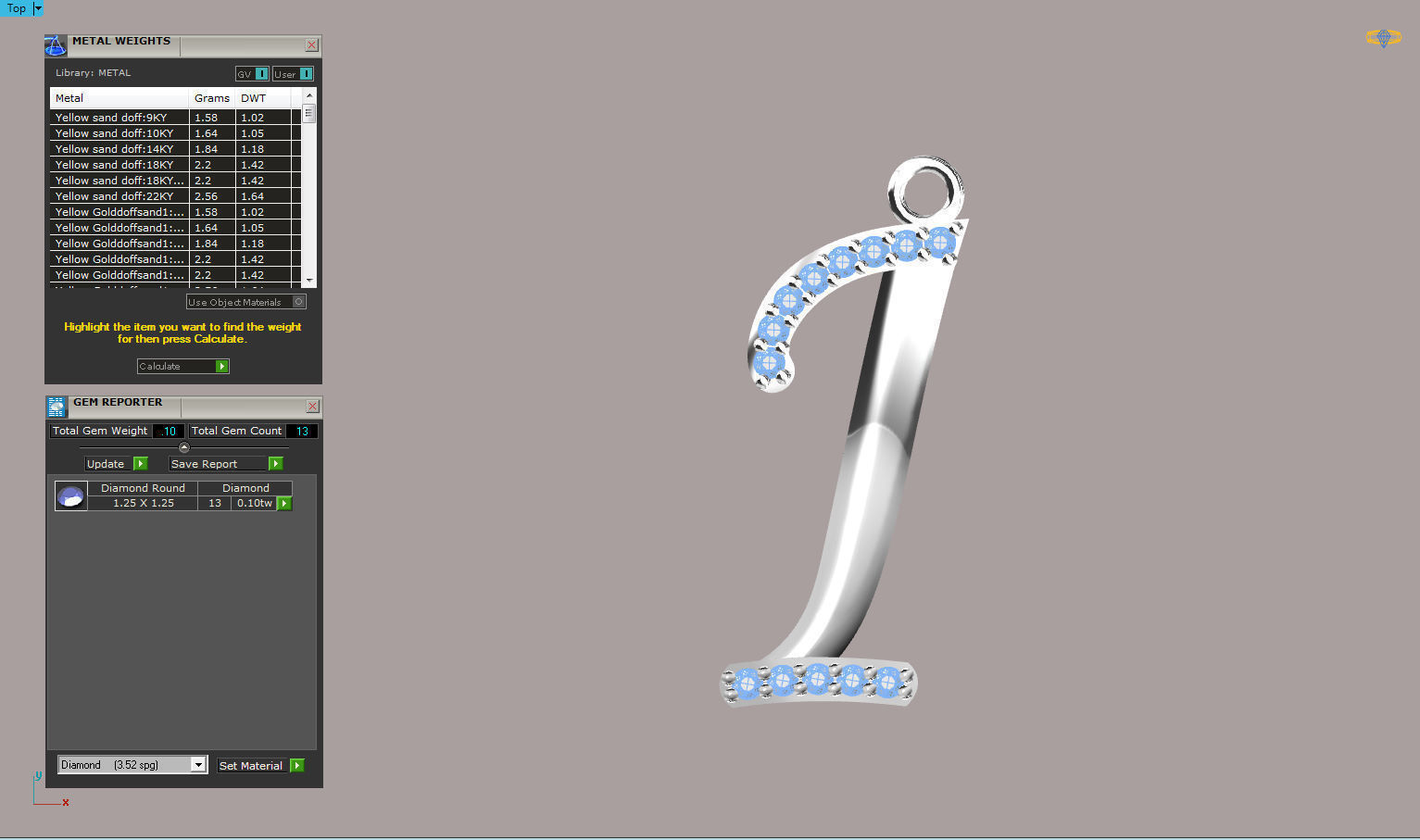 liontin huruf klasik 3D print model_12