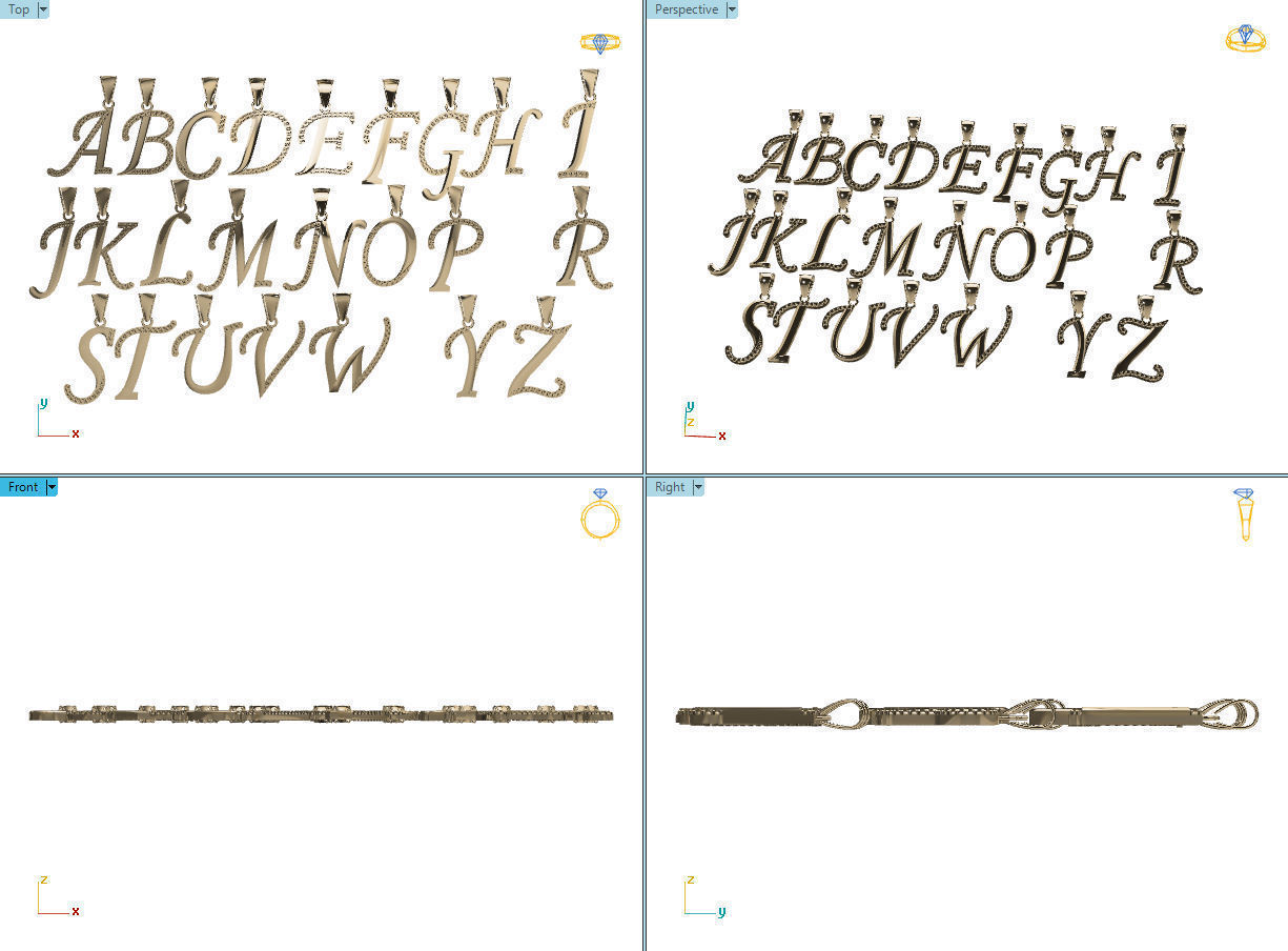 liontin huruf klasik 3D print model_2
