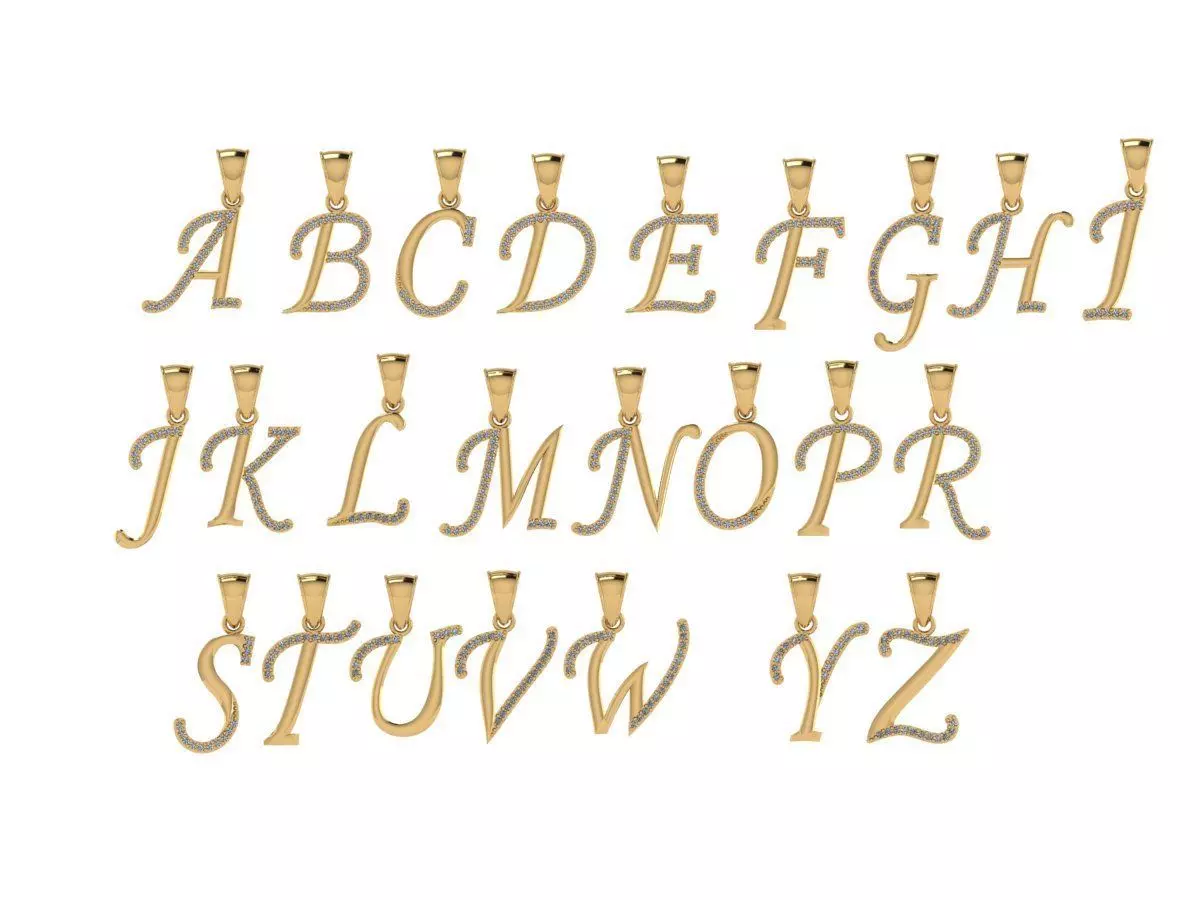 liontin huruf klasik 3D print model_0