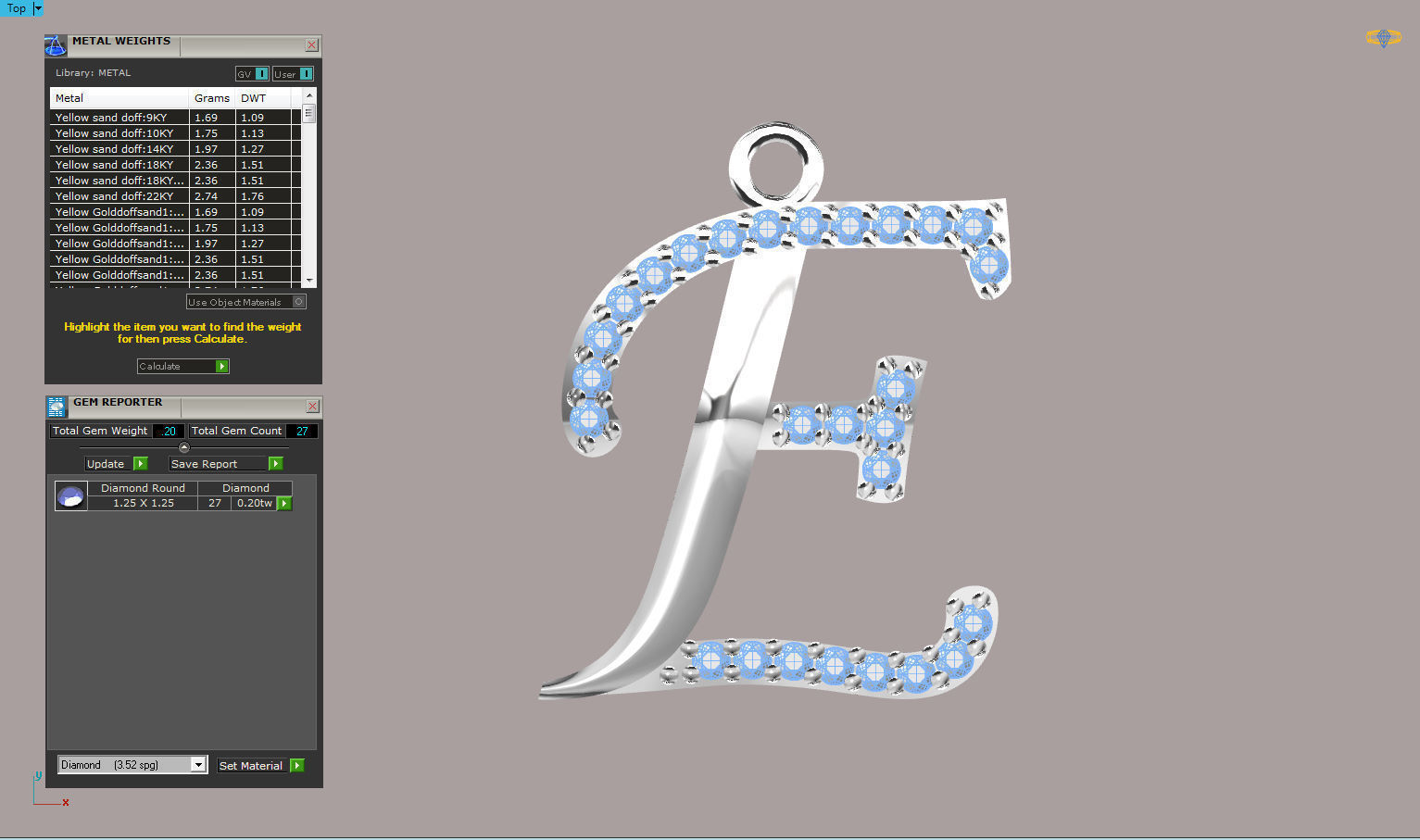 liontin huruf klasik 3D print model_8