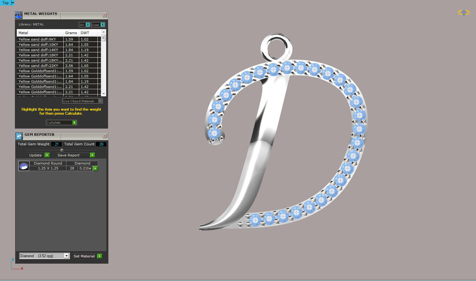 liontin huruf klasik 3D print model_7