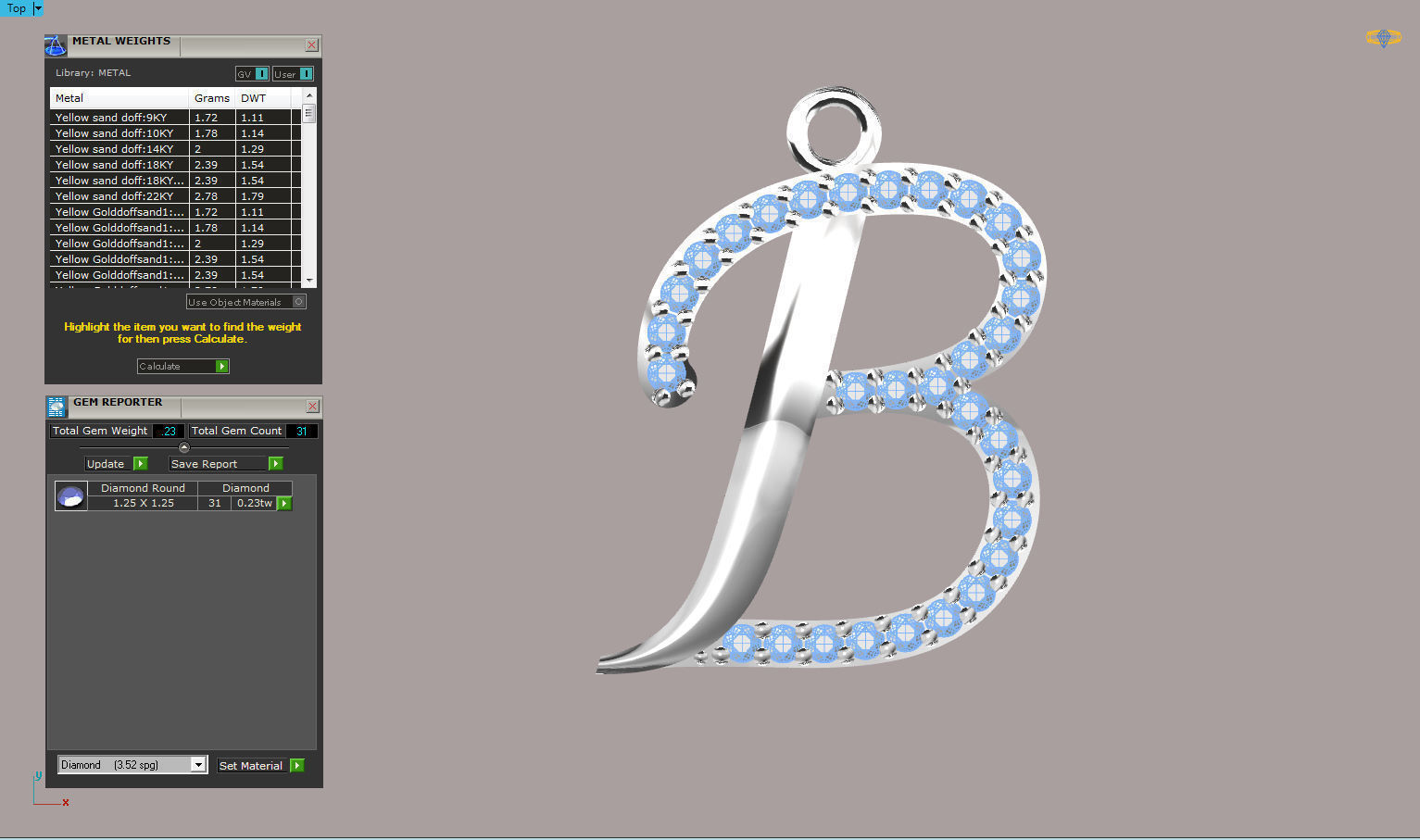 liontin huruf klasik 3D print model_5