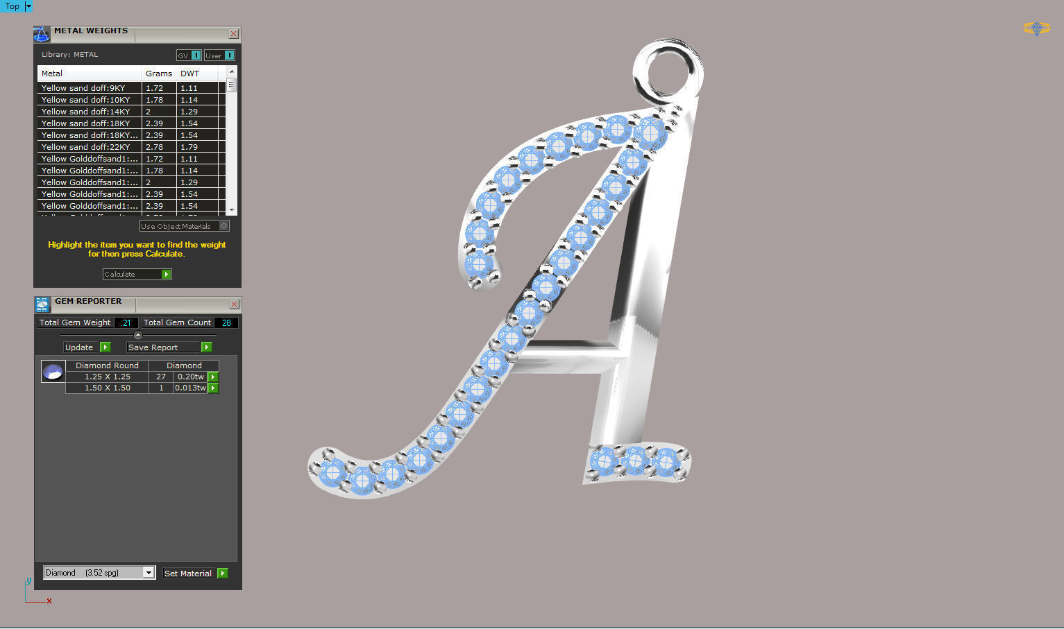 liontin huruf klasik 3D print model_4