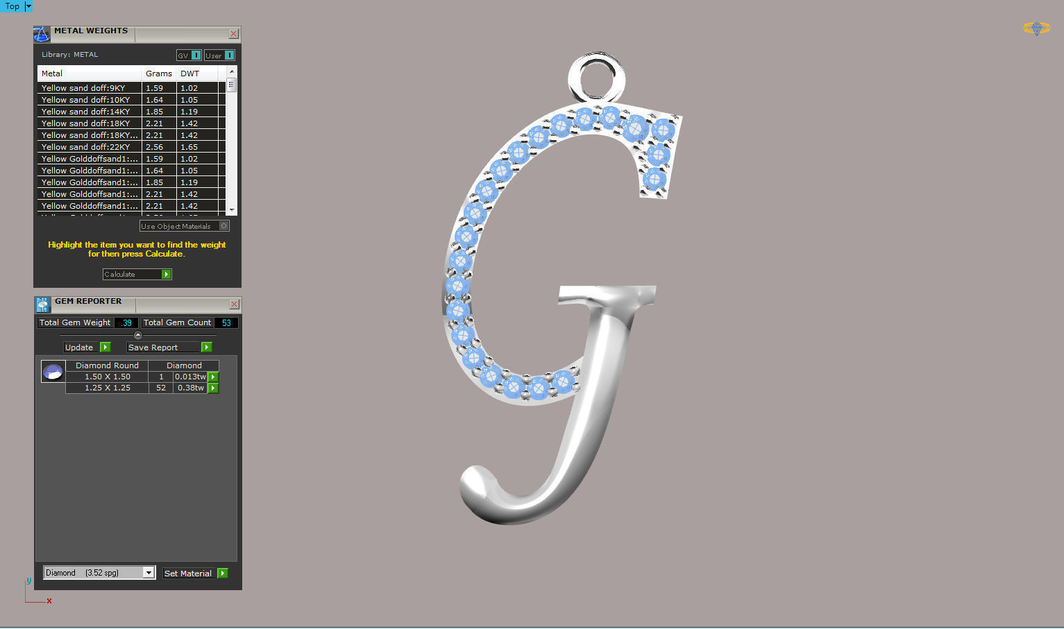 liontin huruf klasik 3D print model_10