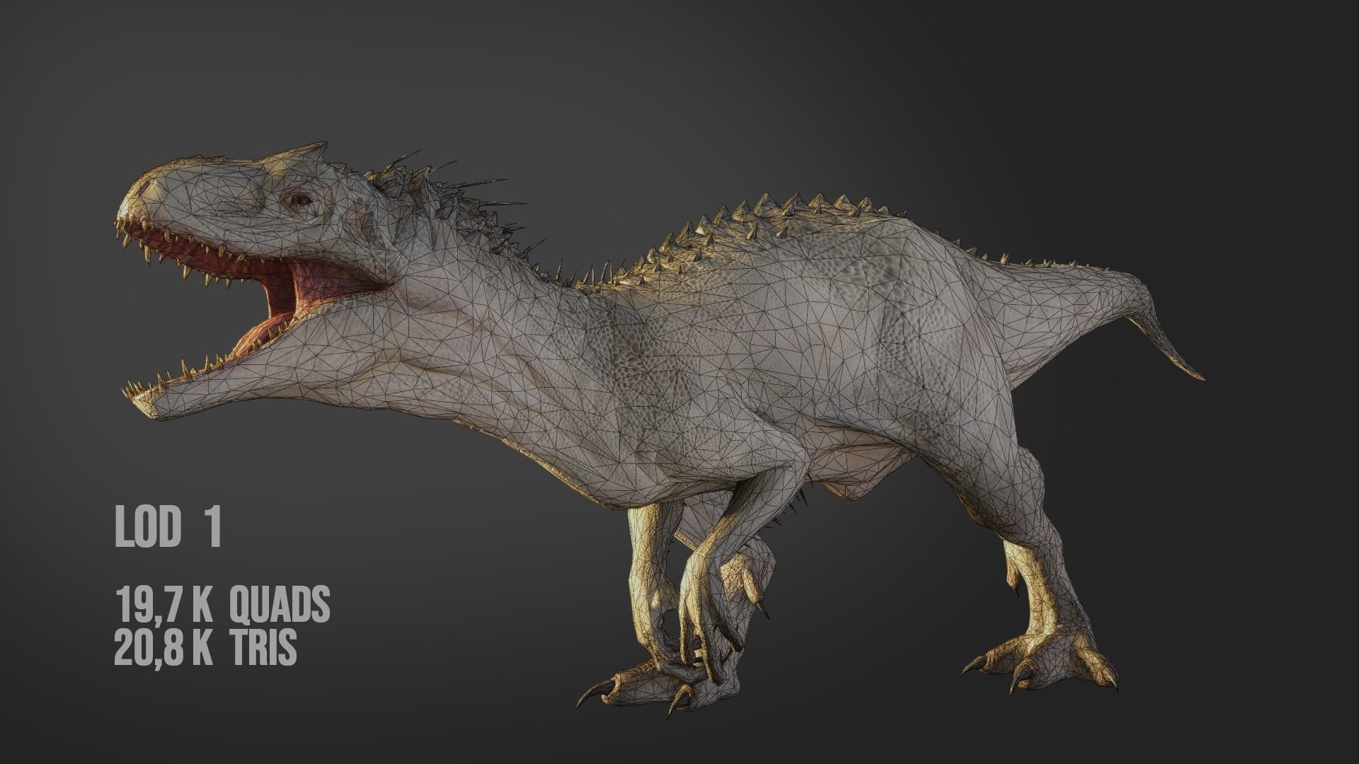 Jurassic World Park Indominus Rex Blender  Low-poly 3D model_29