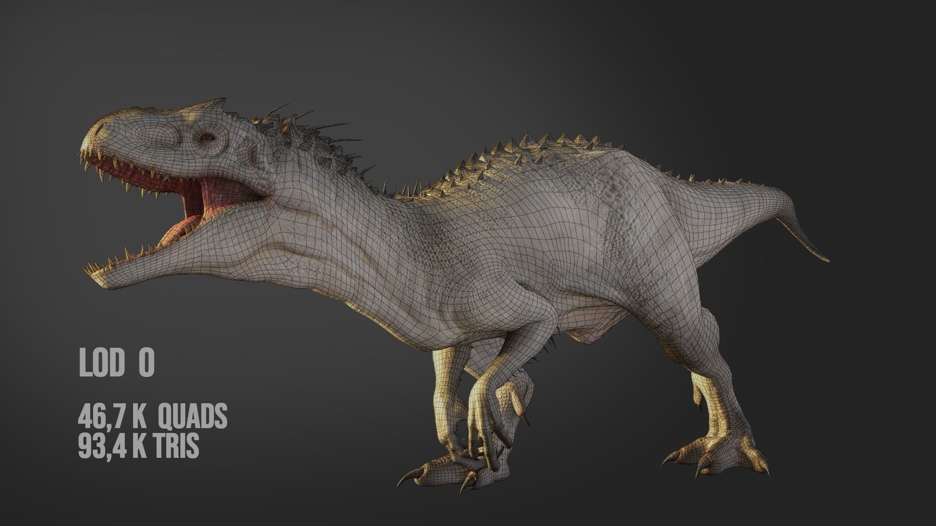 Jurassic World Park Indominus Rex Blender  Low-poly 3D model_26