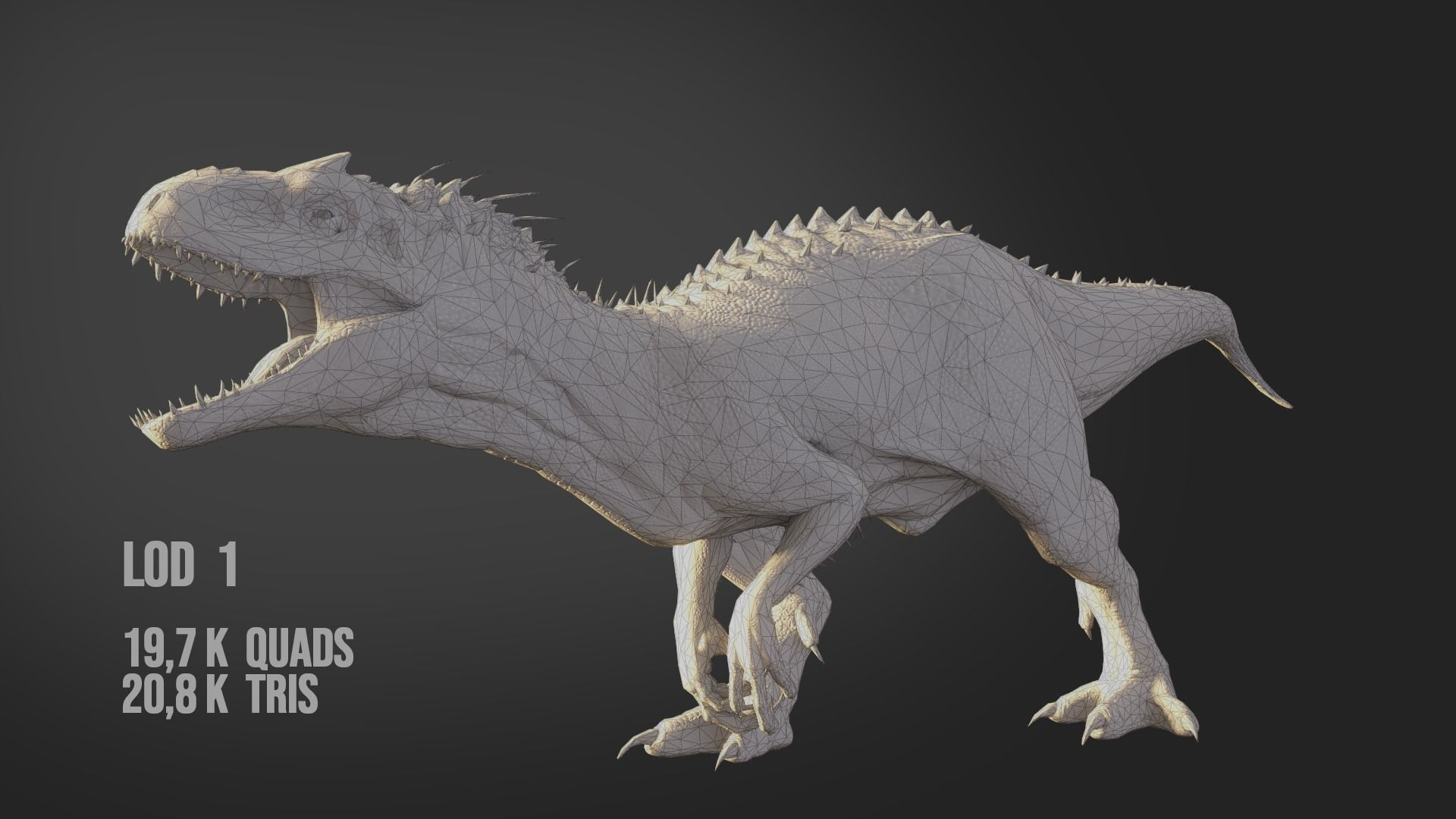 Jurassic World Park Indominus Rex Blender  Low-poly 3D model_30