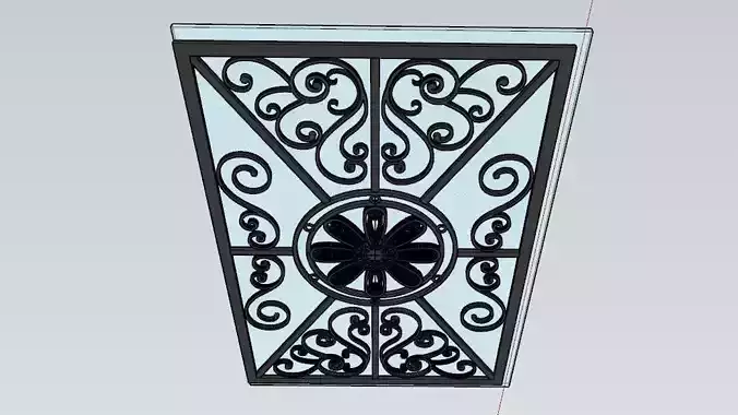 Iron Glass Roof Art Mounted Villa Facade 3D model 3D model