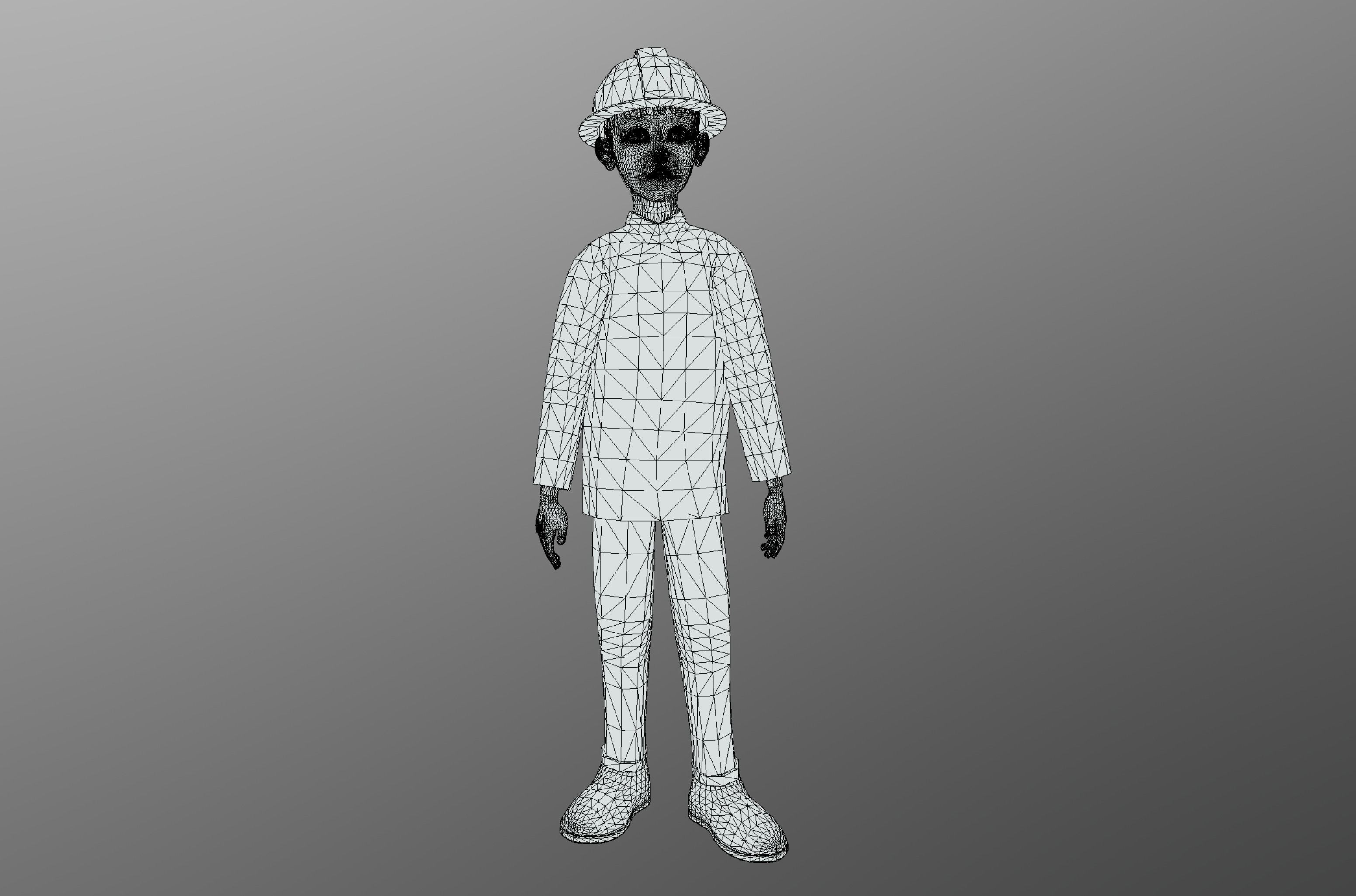 Cartoon Fireman Low-poly 3D model_9