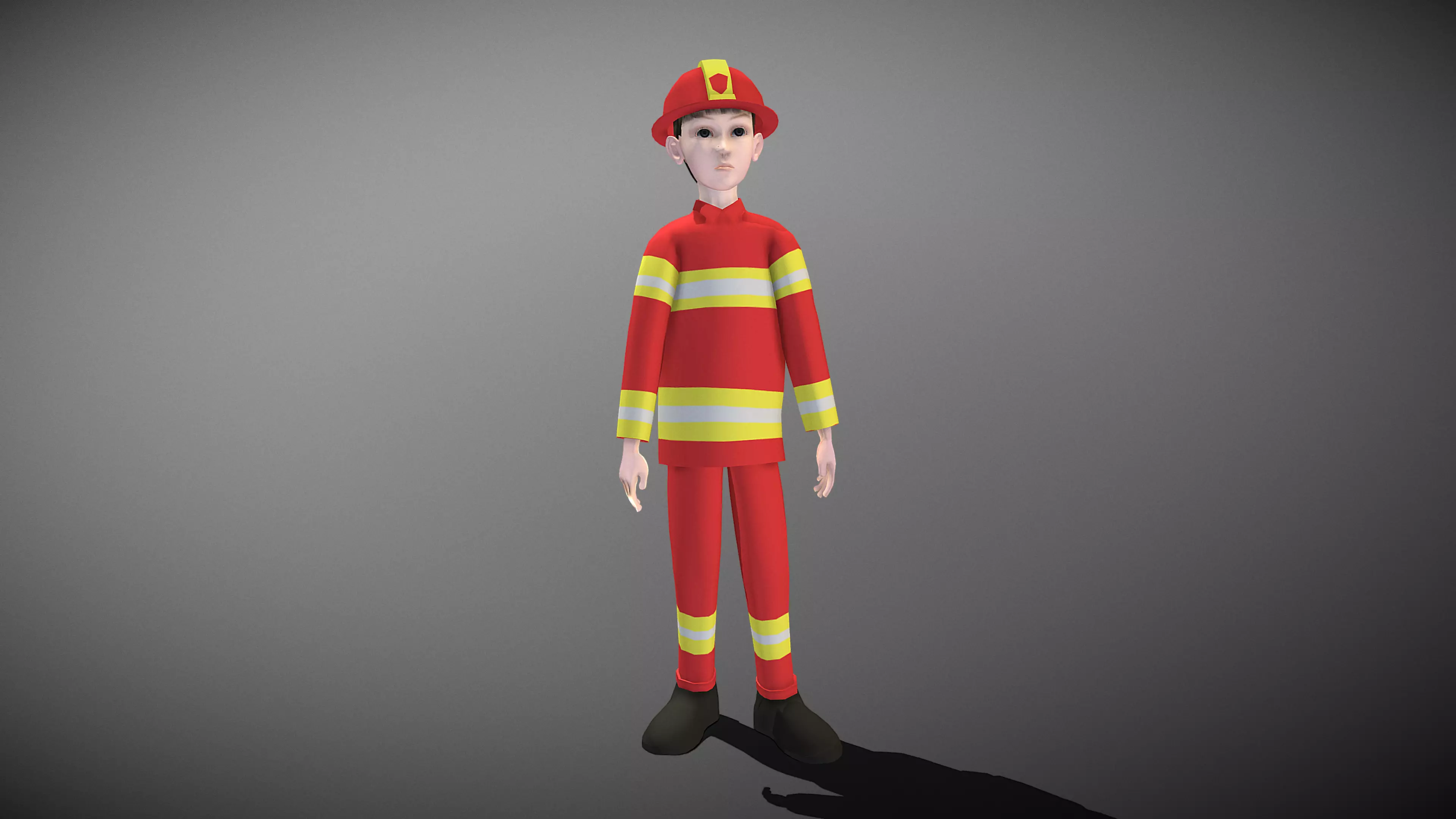 Cartoon Fireman Low-poly 3D model_0