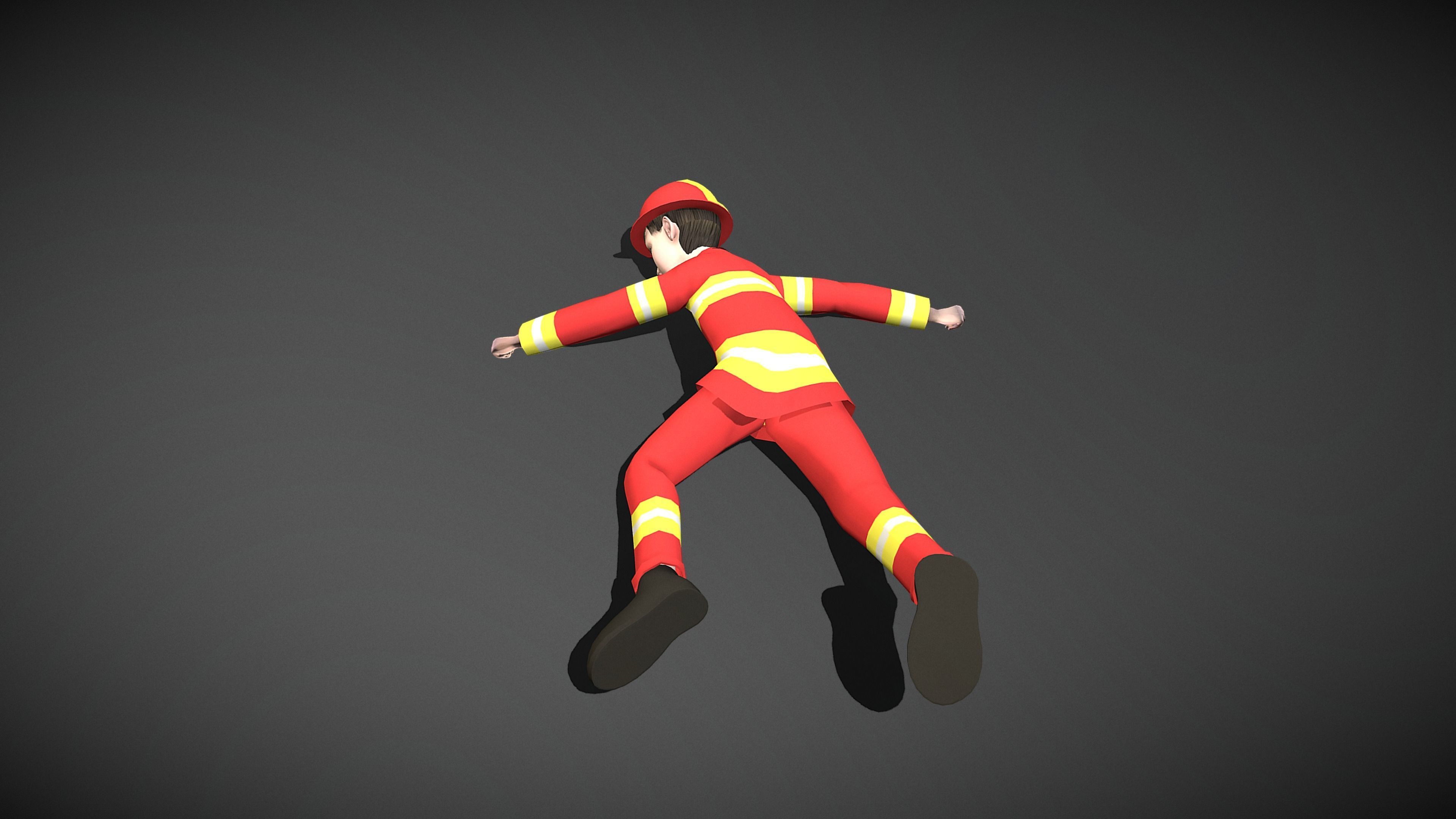 Cartoon Fireman Low-poly 3D model_7