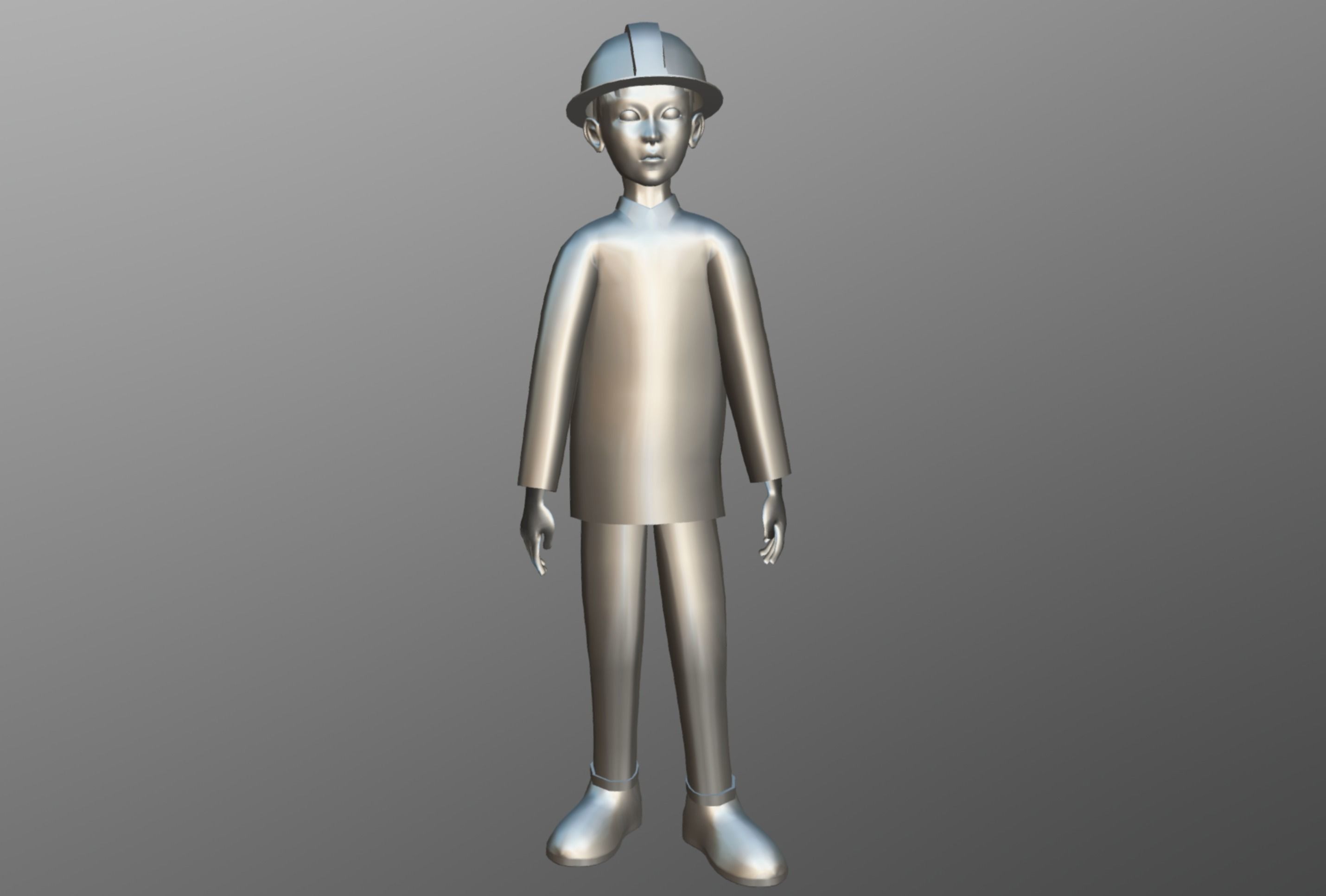 Cartoon Fireman Low-poly 3D model_10