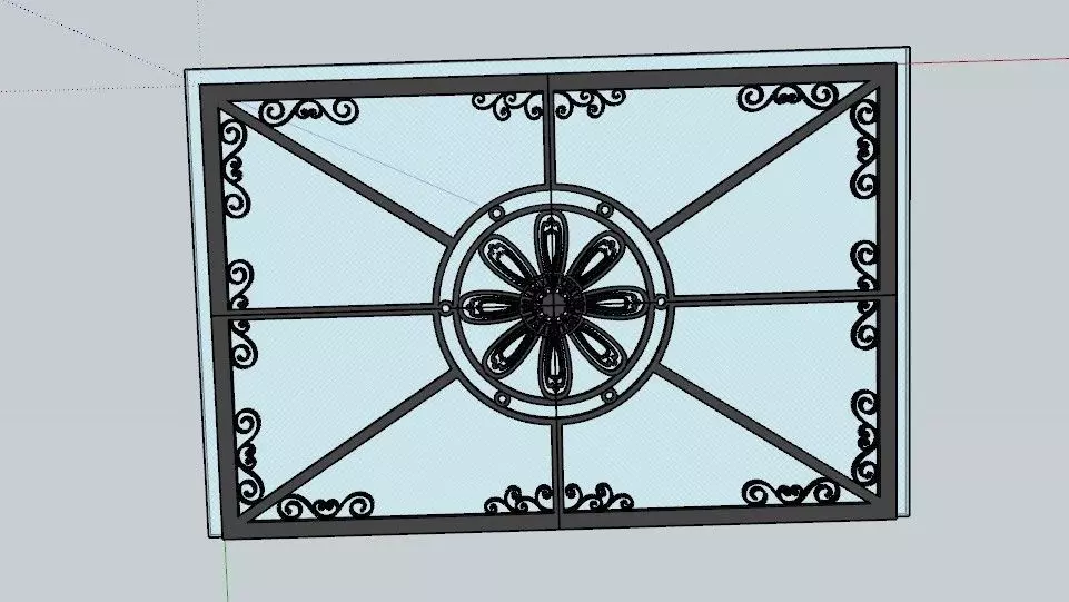 Iron Glass Roof Art Mounted Villa Facade 3D model 3D model 3D model_0