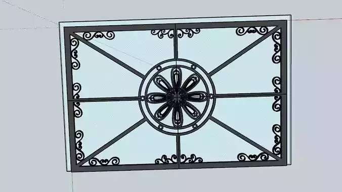 Iron Glass Roof Art Mounted Villa Facade 3D model 3D model