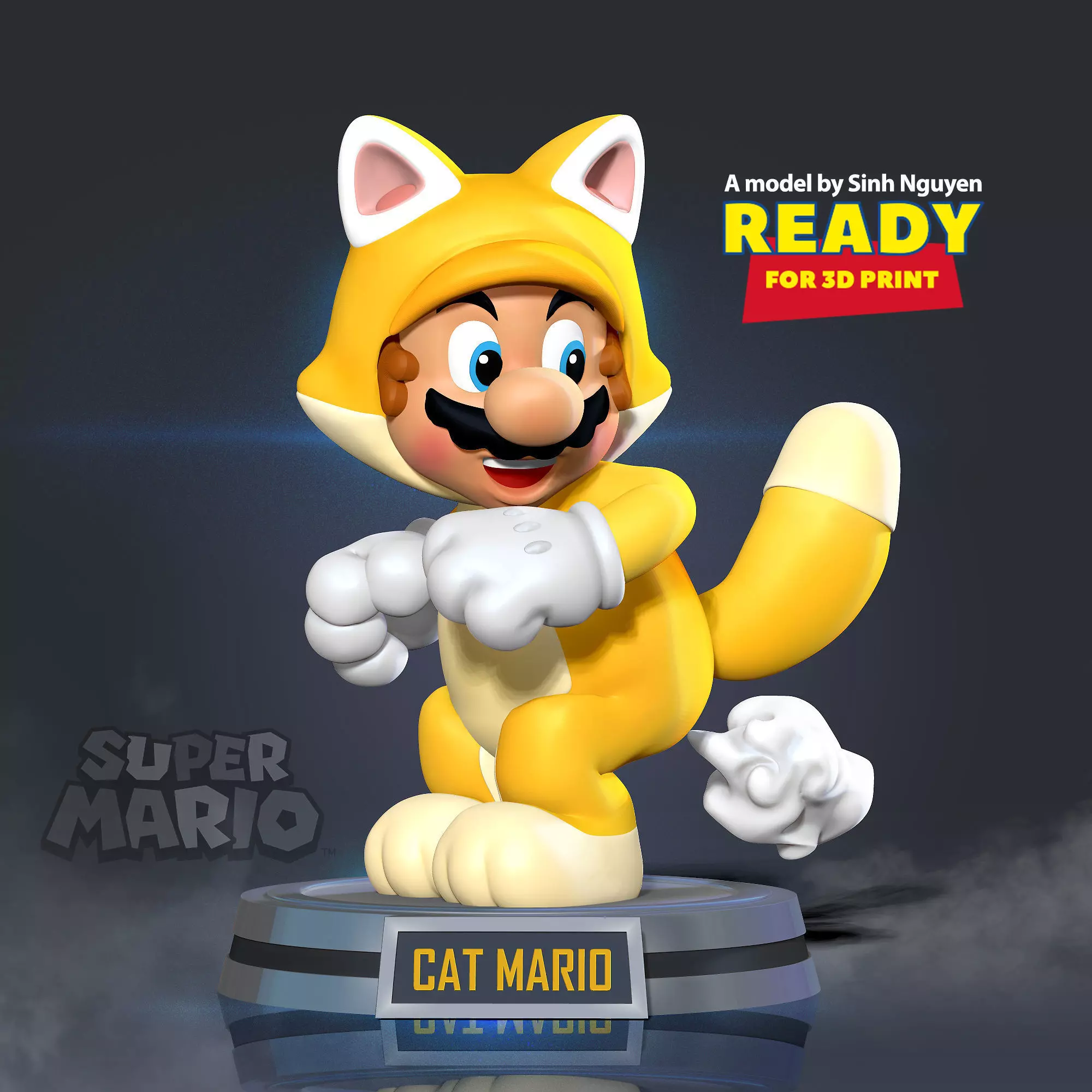 Cat Mario 3D print model_0