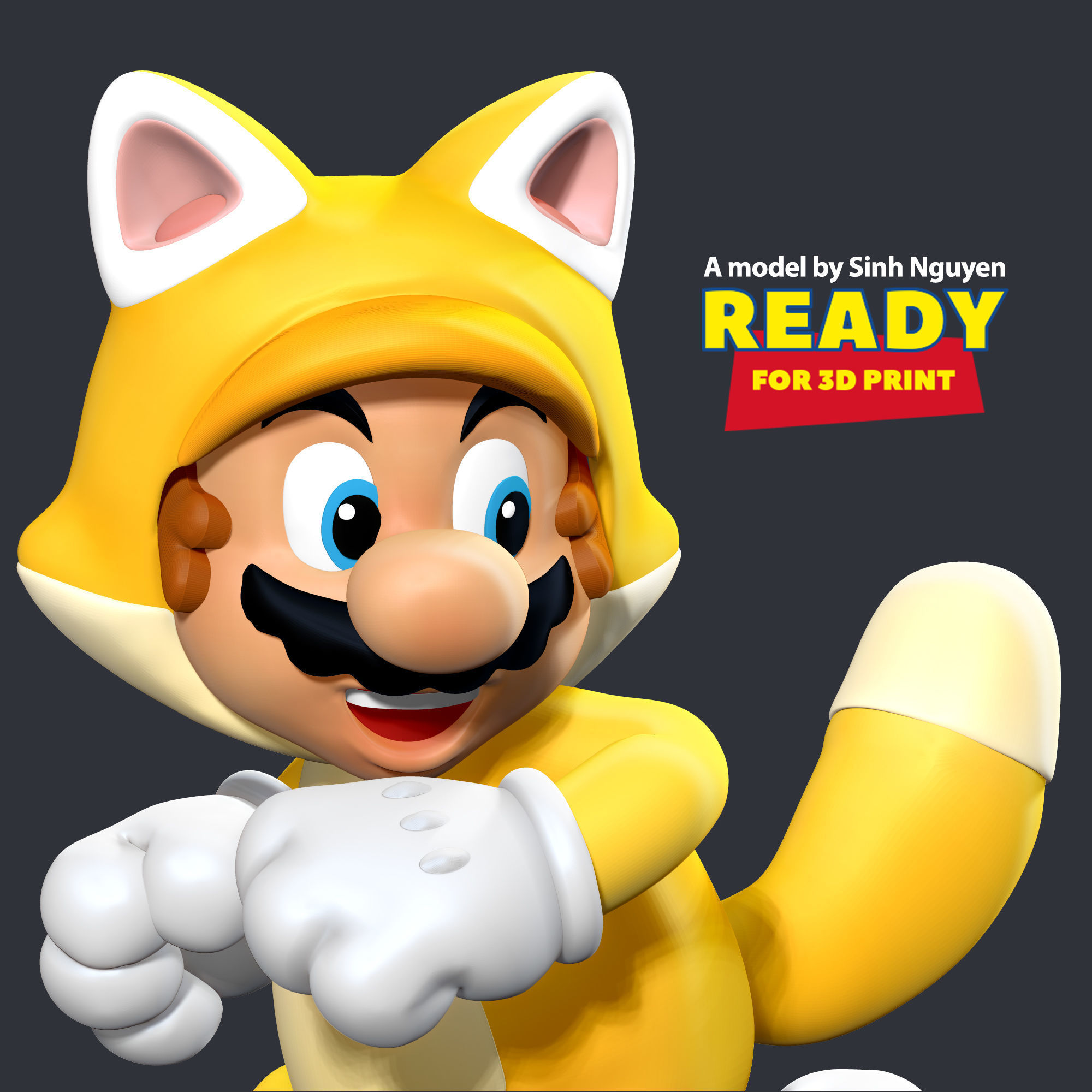 Cat Mario 3D print model_6