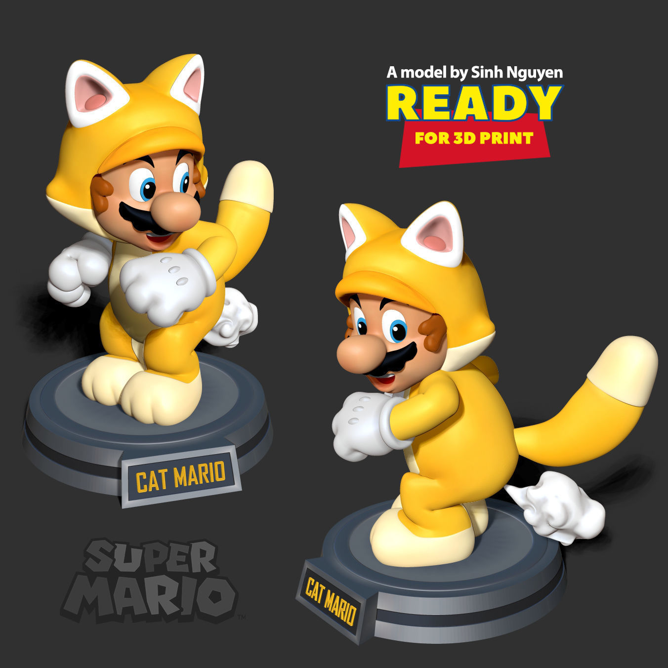 Cat Mario 3D print model_4