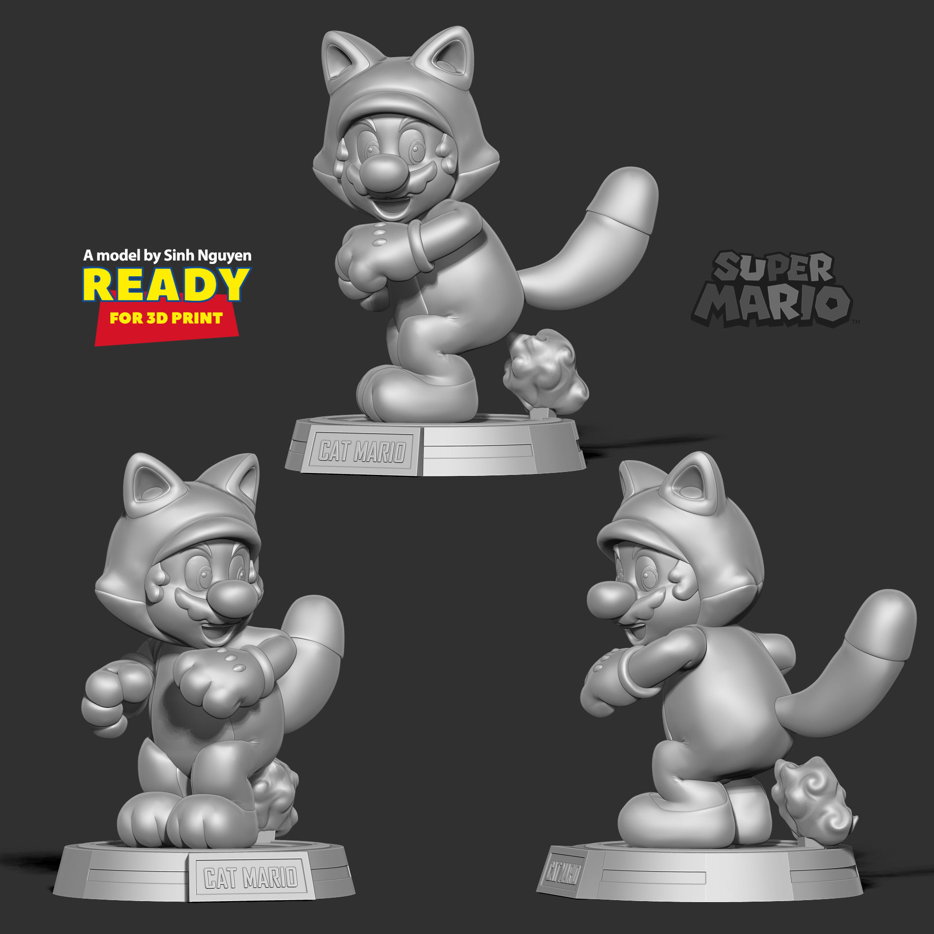 Cat Mario 3D print model_3