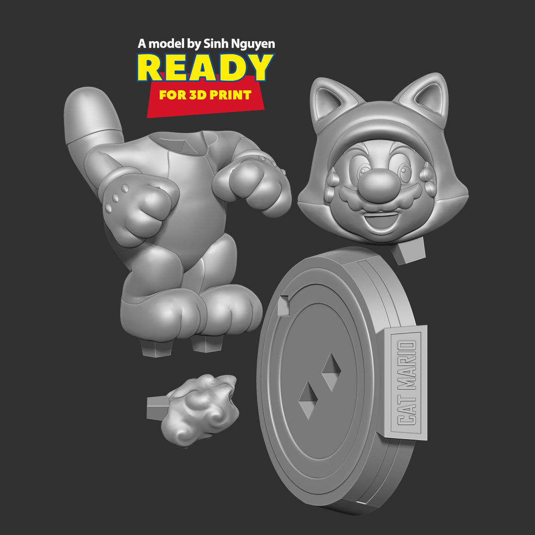 Cat Mario 3D print model_2