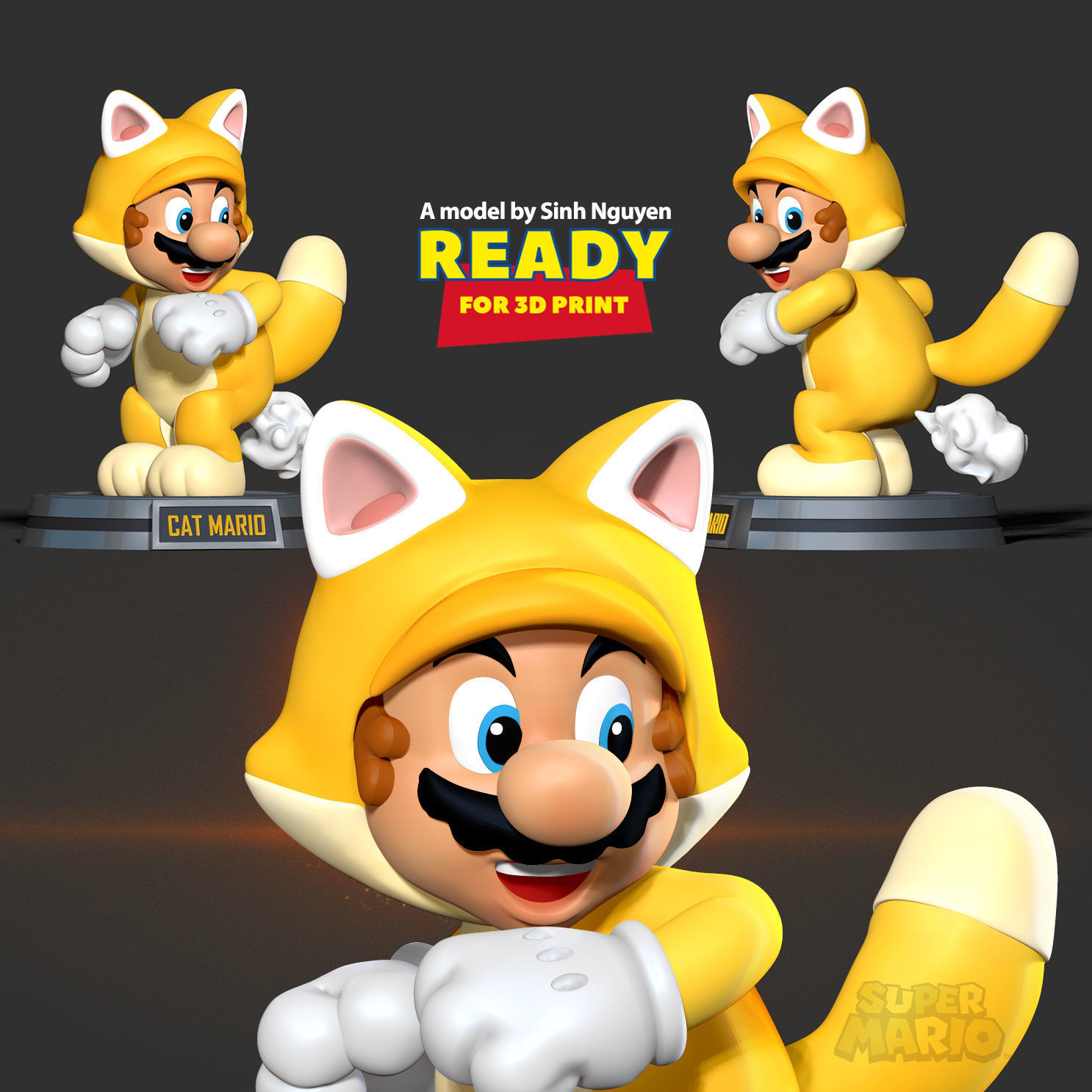 Cat Mario 3D print model_1