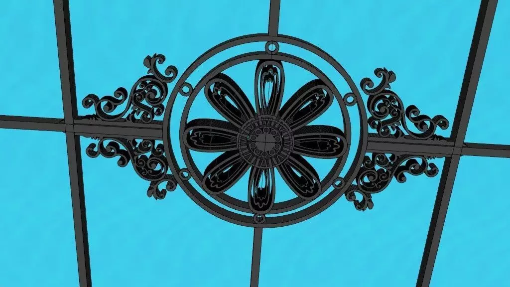 Iron Glass Roof Art Mounted Villa Facade 3D model 3D model 3D model_0