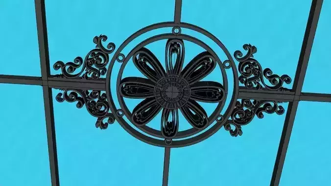 Iron Glass Roof Art Mounted Villa Facade 3D model 3D model