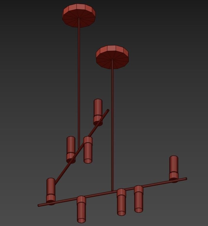 DURDEN modern chandelier with brass and glass shades 3D model_1