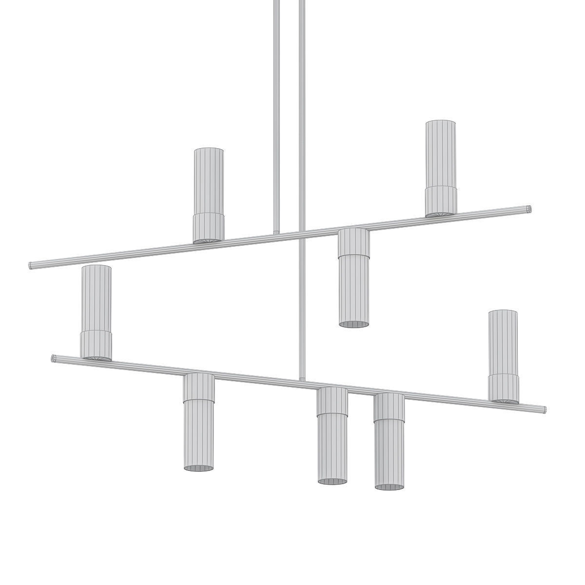 DURDEN modern chandelier with brass and glass shades 3D model_4