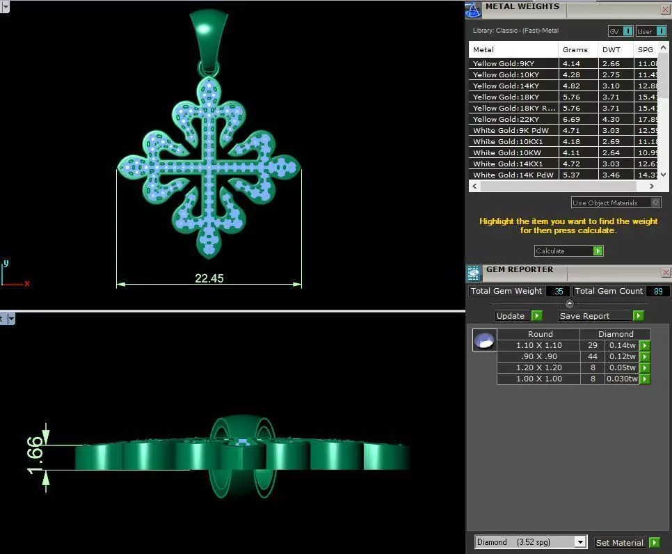 Diamond pendant 3D print model patekk 3D print model