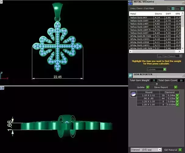 Diamond pendant 3D print model patekk