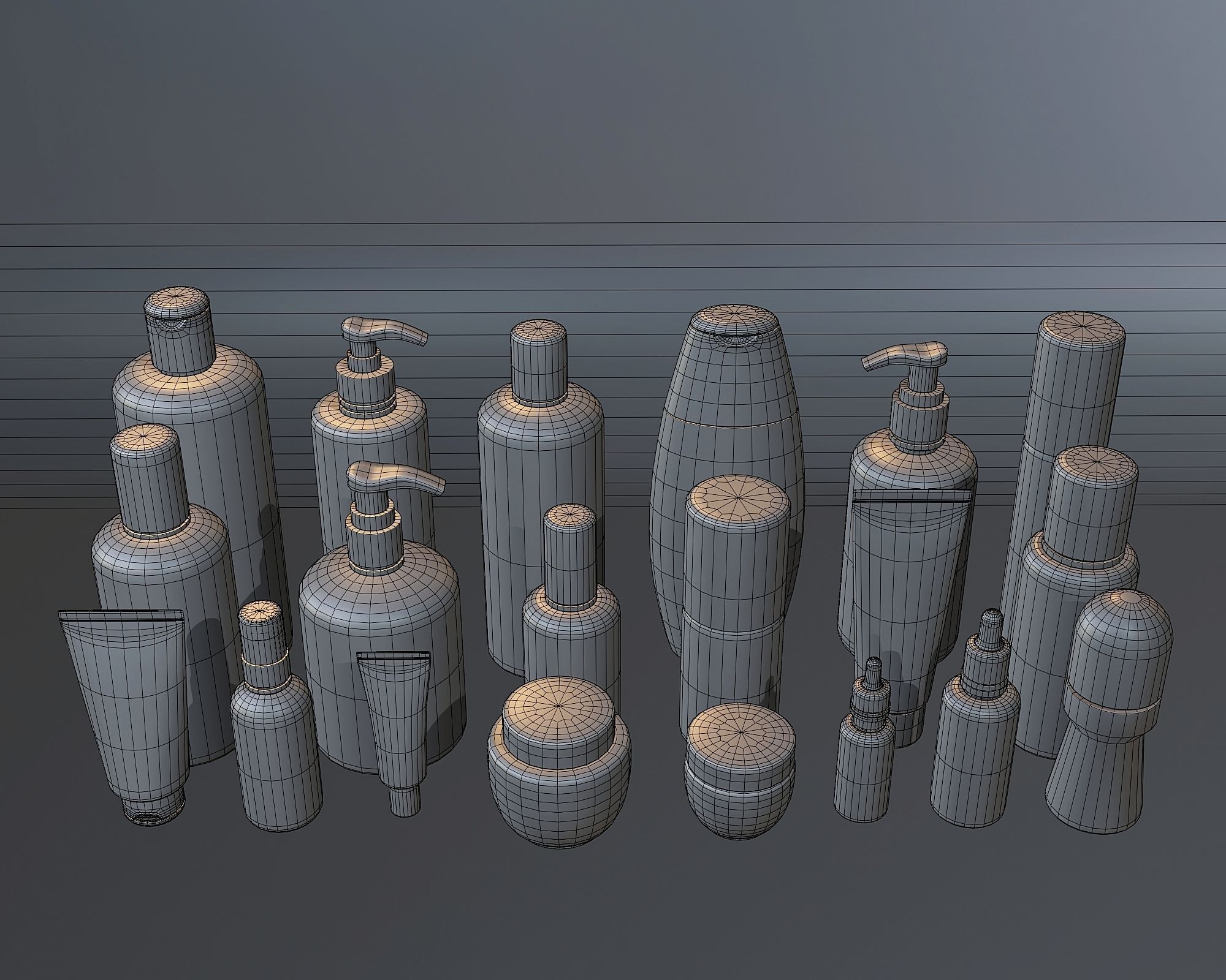 Medium set of cosmetic accessories 2 Low-poly 3D model_4