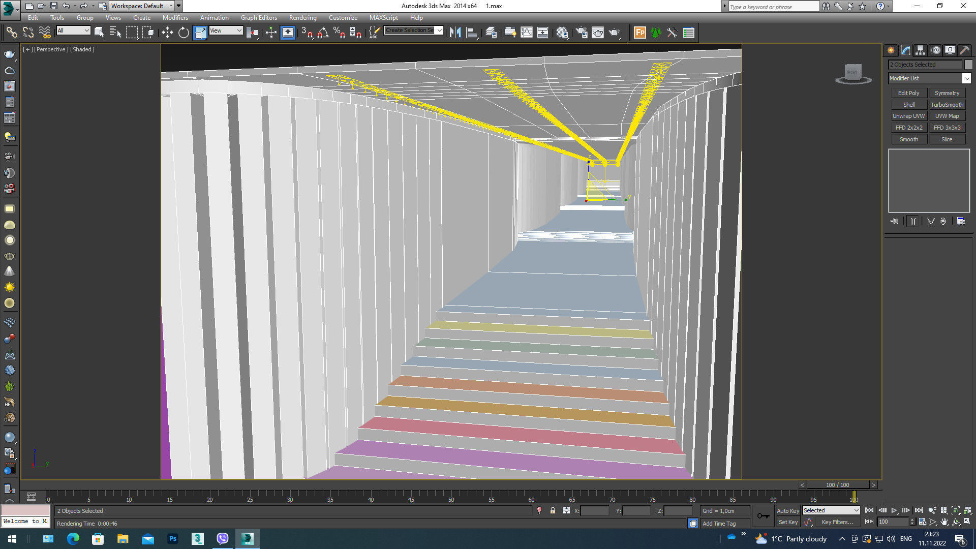 Corridor stairway to future 3D model_3