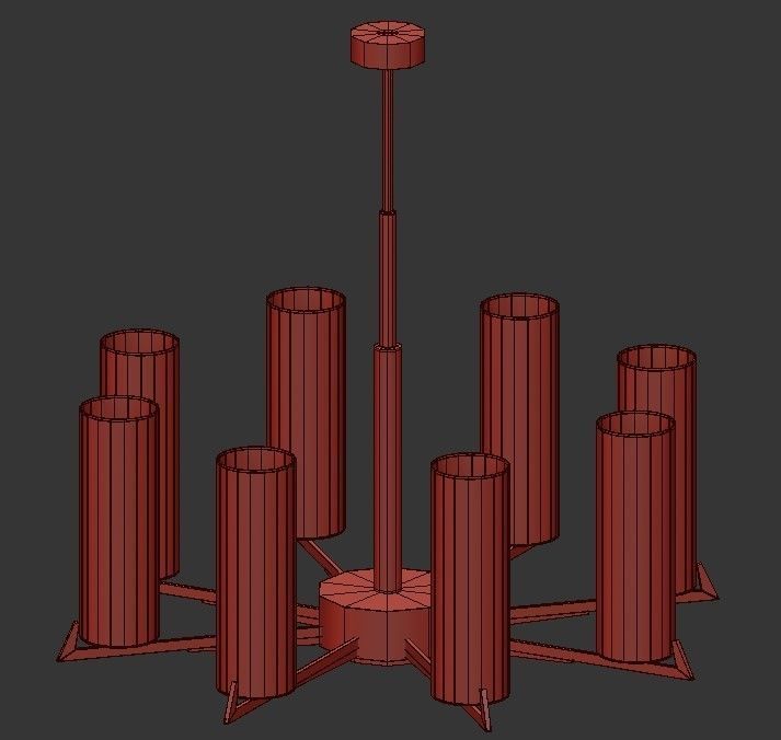 SL031 modern chandelier with brass and shades 3D model_1