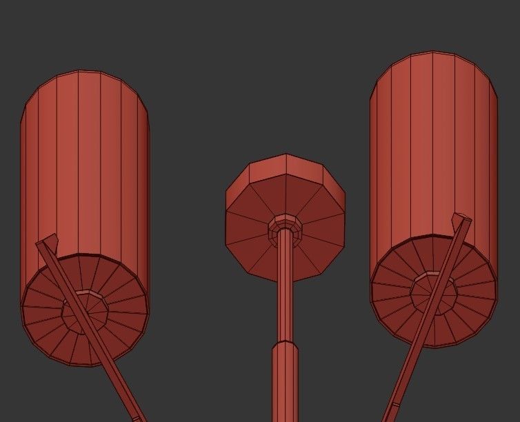 SL031 modern chandelier with brass and shades 3D model_2