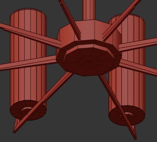 SL031 modern chandelier with brass and shades 3D model_3