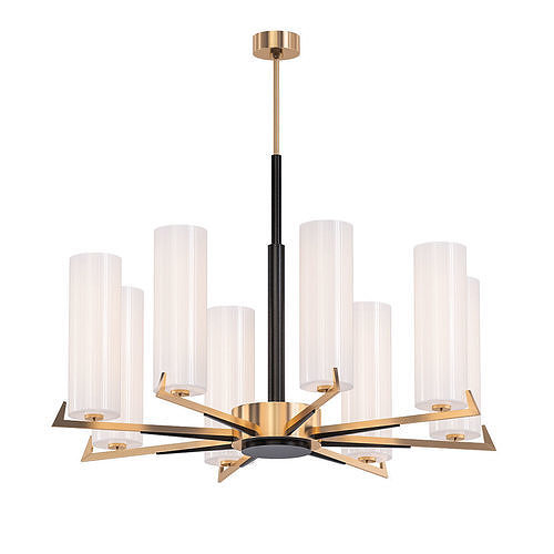 SL031 modern chandelier with brass and shades 3D model