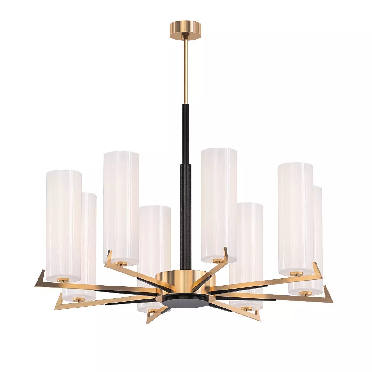SL031 modern chandelier with brass and shades 3D model_0