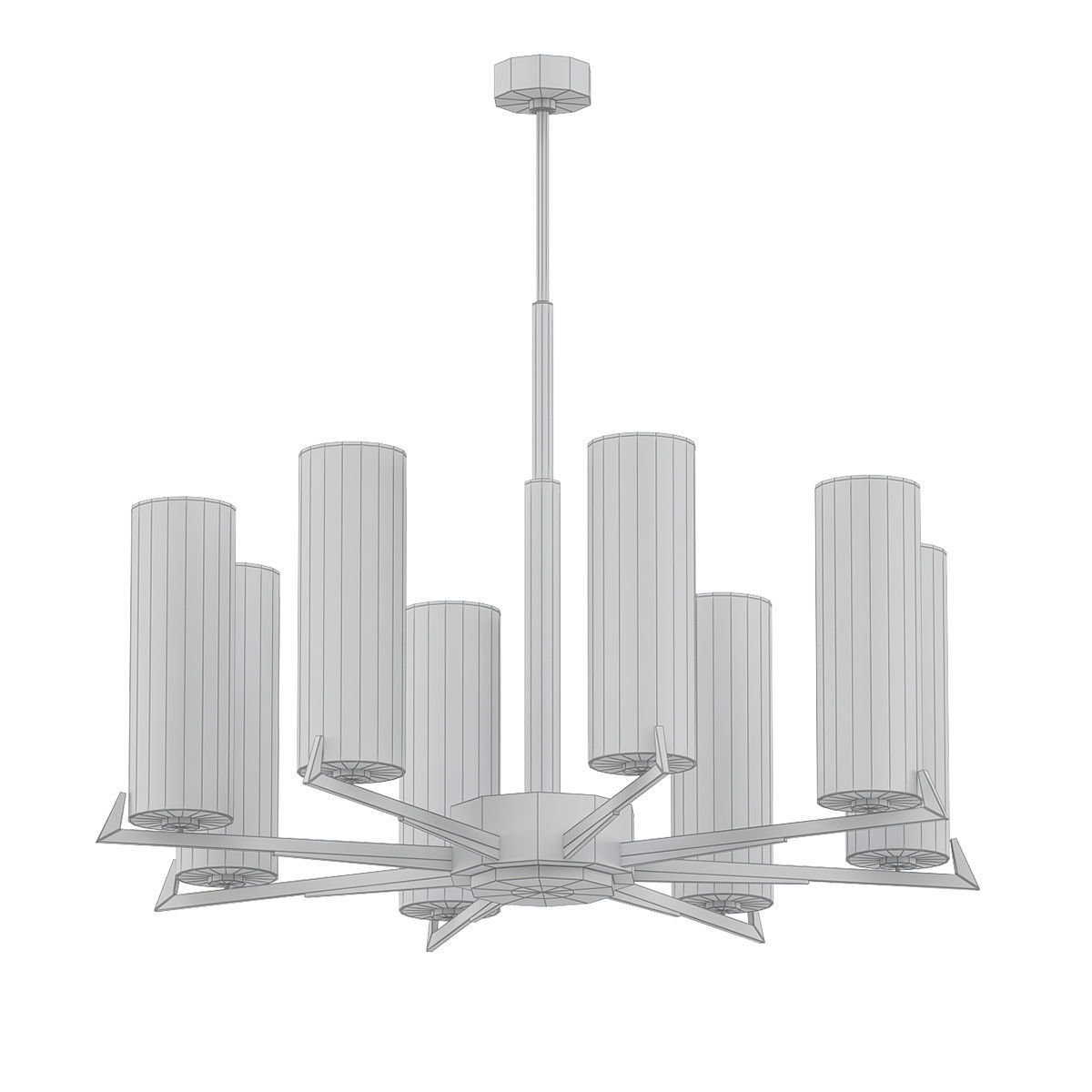 SL031 modern chandelier with brass and shades 3D model_4