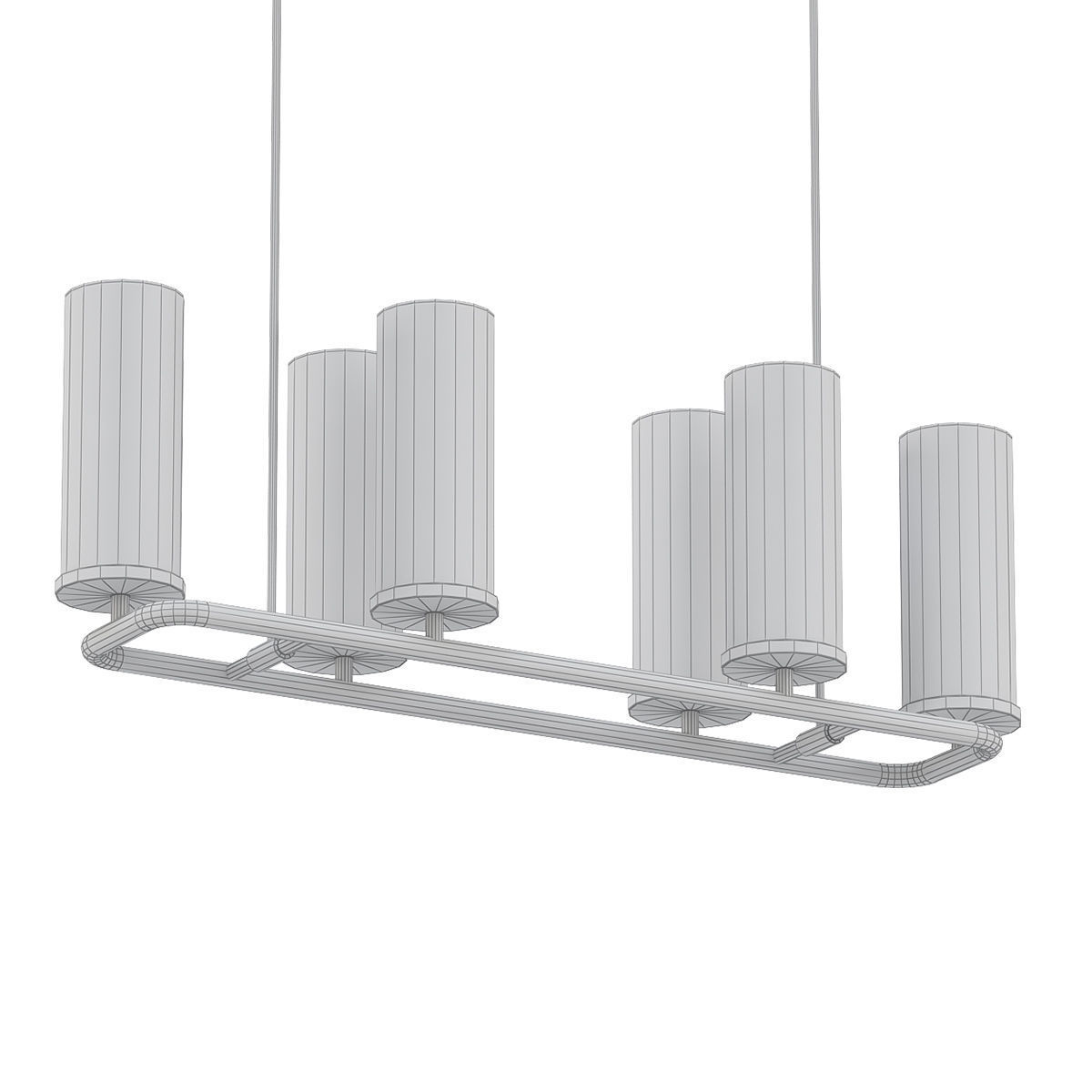 SL033 six light chandelier in gold with glass cylinders 3D model_4