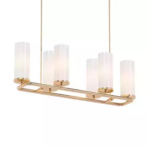 SL033 six light chandelier in gold with glass cylinders