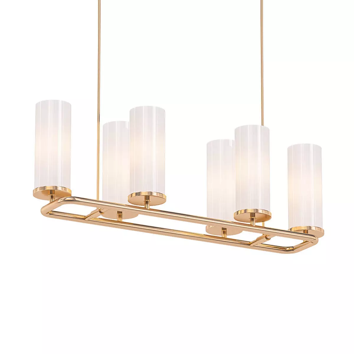 SL033 six light chandelier in gold with glass cylinders 3D model_0