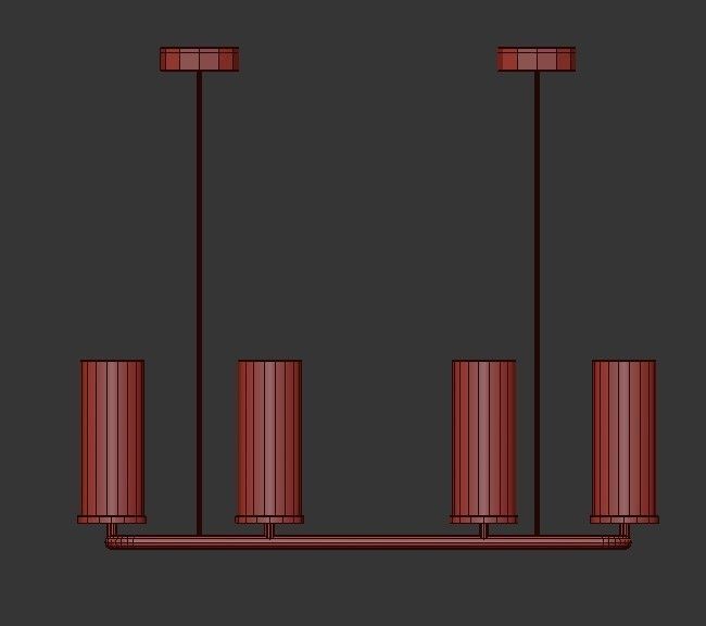 SL033 six light chandelier in gold with glass cylinders 3D model_2