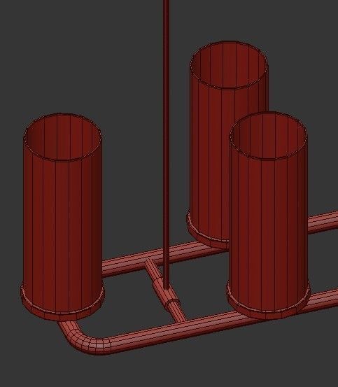 SL033 six light chandelier in gold with glass cylinders 3D model_3